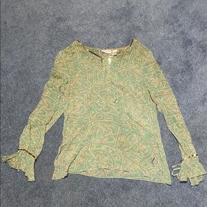 “Together” Turquoise Sheer Blouse Size 8